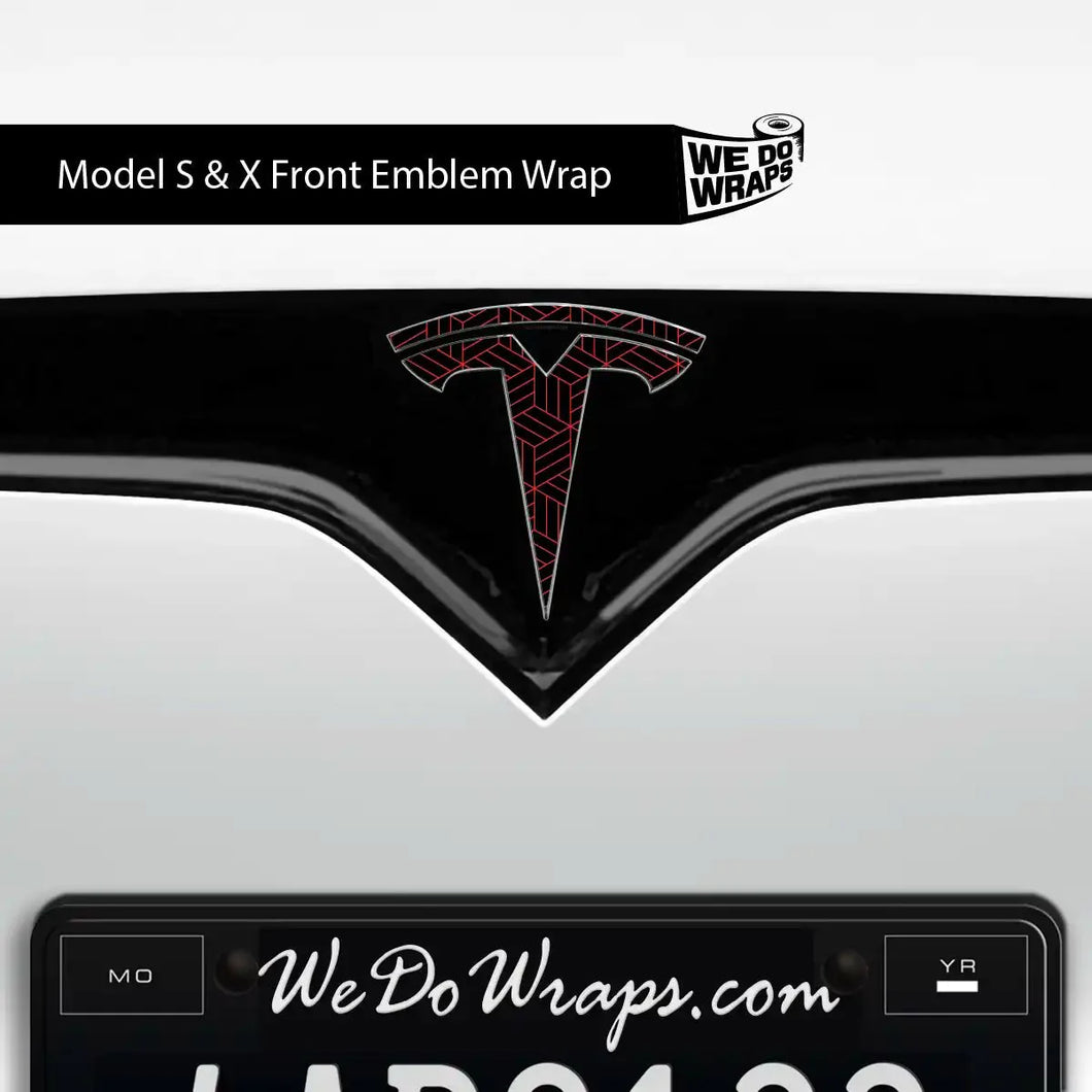 Isometric 3D Pattern Tesla Emblem Decals (Front + Back)