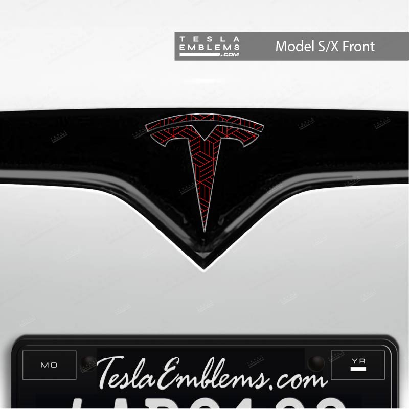 Isometric 3D Pattern Tesla Emblem Decals (Front + Back)