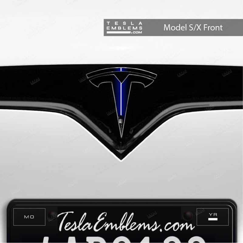 Blue Lightsaber Tesla Emblem Decals (Front + Back)