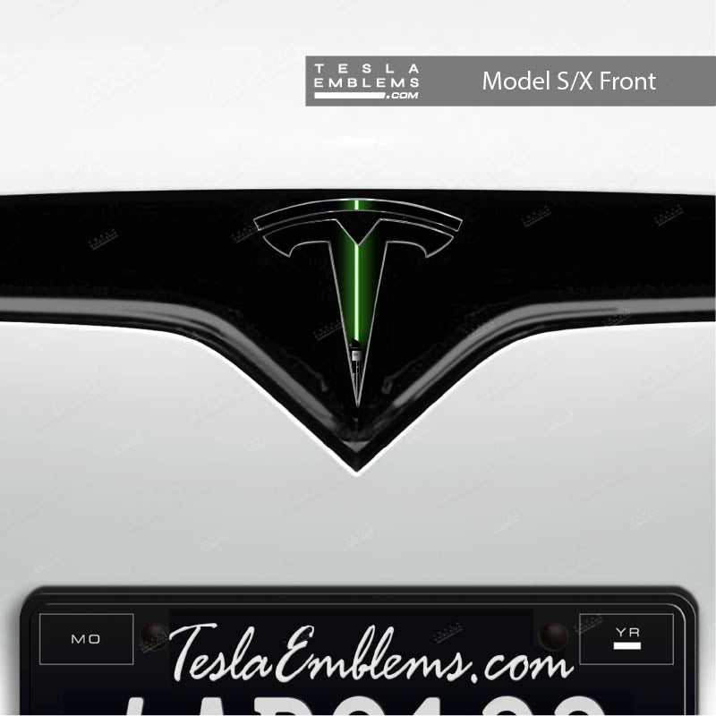 Green Lightsaber Tesla Emblem Decals (Front + Back)