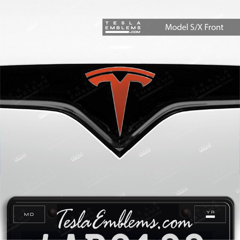 3M Matte Red Tesla Emblem Decals (Front + Back)