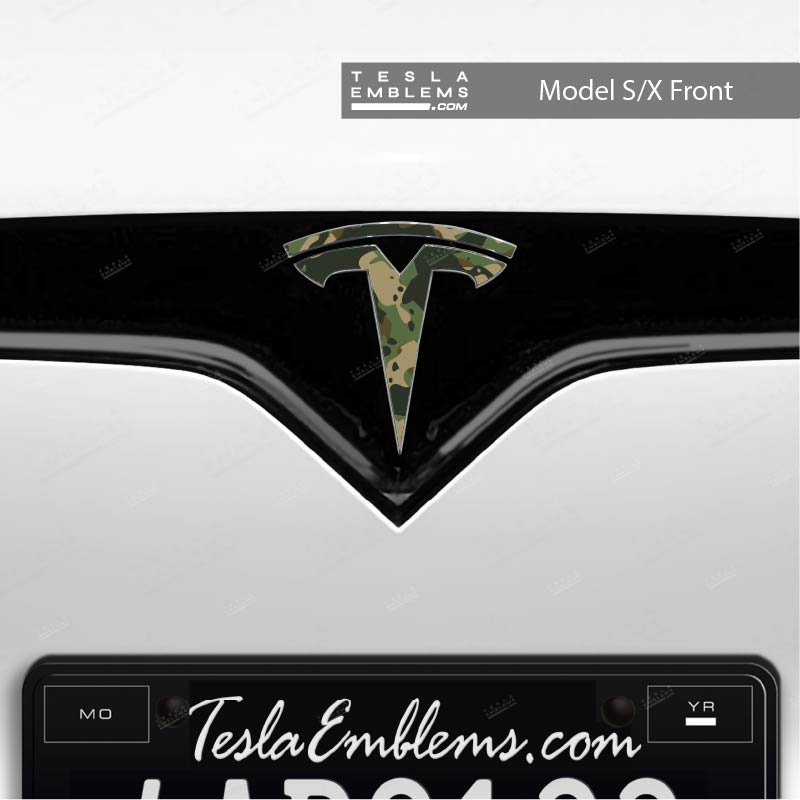 Camo Tesla Emblem Decals (Front + Back)