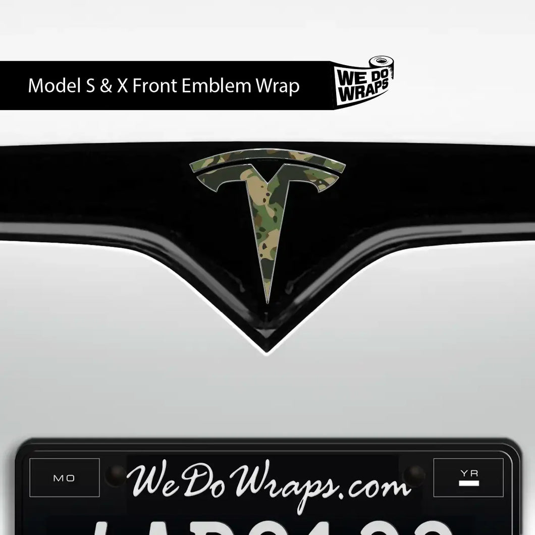 Camo Tesla Emblem Decals (Front + Back)
