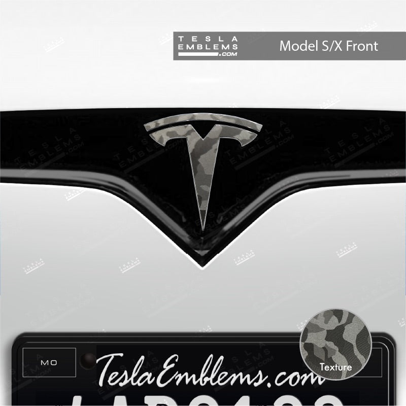 3M Shadow Black Camo Tesla Emblem Decals (Front + Back)